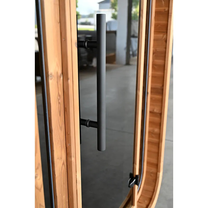 KOBA Lignotherm Mini Quadro DIY kleine Sauna Tür mit schwarzem Griff und Holzrahmen