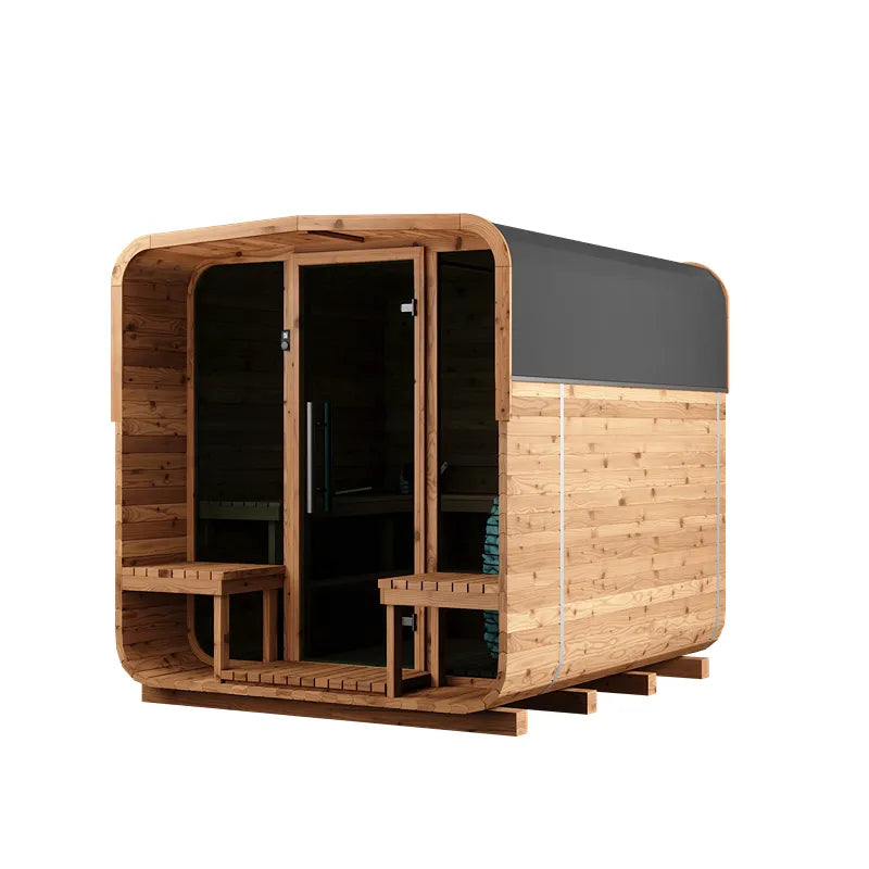 KOBA Lignotherm Quadro DIY Gartensauna mit Holzverkleidung, großen Glastüren und moderner Architektur zum Selbstaufbau
