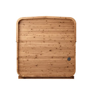 KOBA Lignotherm Quadro DIY Gartensauna Rückansicht mit abgerundeten Ecken und Holzkonstruktion