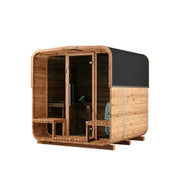 KOBA Lignotherm Quadro DIY Gartensauna aus Holz mit Glasfront, Seitenansicht auf weißem Hintergrund