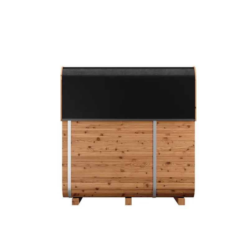 KOBA Lignotherm Quadro DIY Gartensauna Holzaussenseite mit schwarzem Dach Seitenansicht