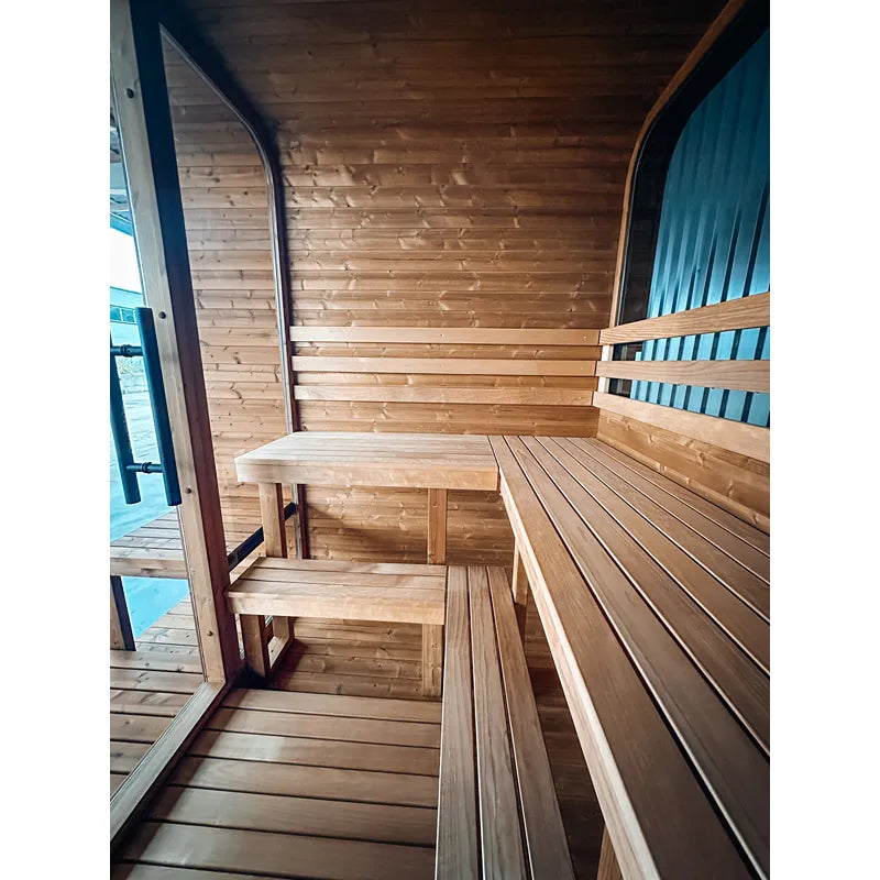 KOBA Lignotherm Quadro DIY - Zum Selbstaufbau Gartensauna Innenraum mit Holzbänken und Holzverkleidung