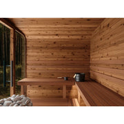 KOBA Lignotherm Quadro DIY Gartensauna Innenraum mit Holzbänken, Saunaofen und Saunasteine