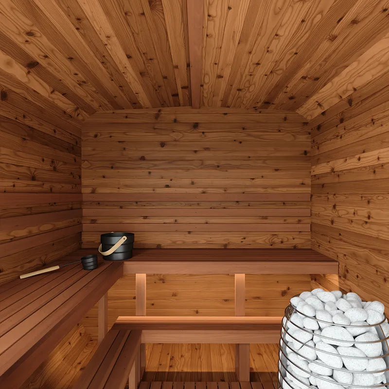 KOBA Lignotherm Quadro DIY Sauna Innenraum mit Holzbänken, Eimern und Saunasteinkorb