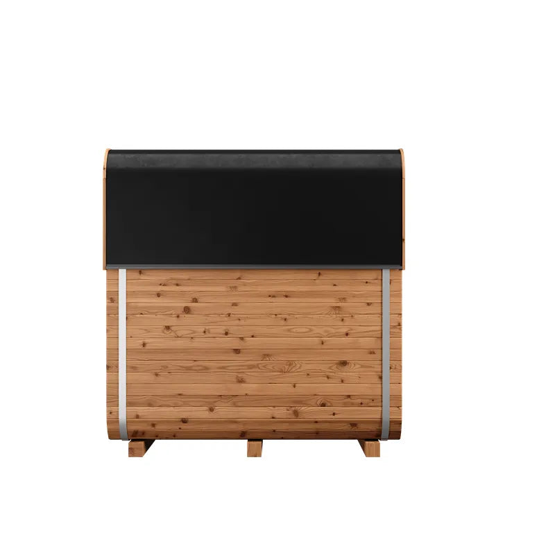 KOBA Lignotherm Quadro DIY Selbstaufbau Sauna mit Holzwänden und schwarzem Dach Seitenansicht