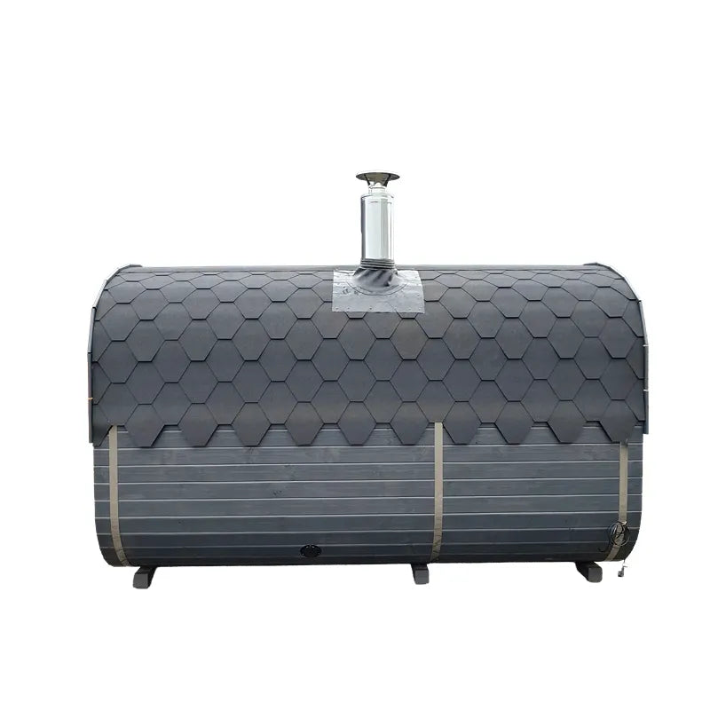 KOBA Quadro Gartensauna - Moderne quadratische Form mit Satteldach und Schornstein