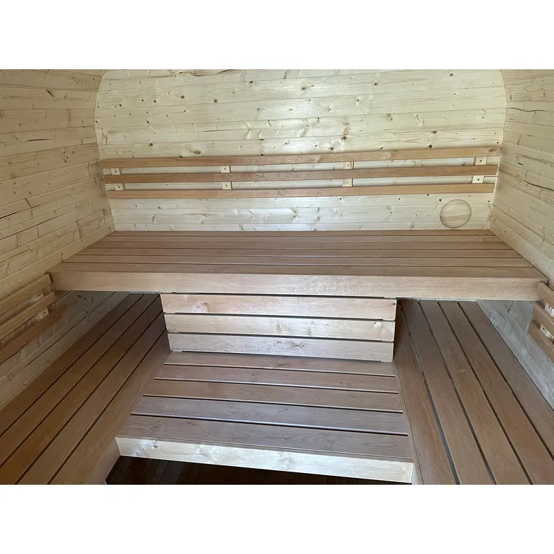 KOBA Quadro Gartensauna Innenraum mit Holzbänken und Deckenbelüftung