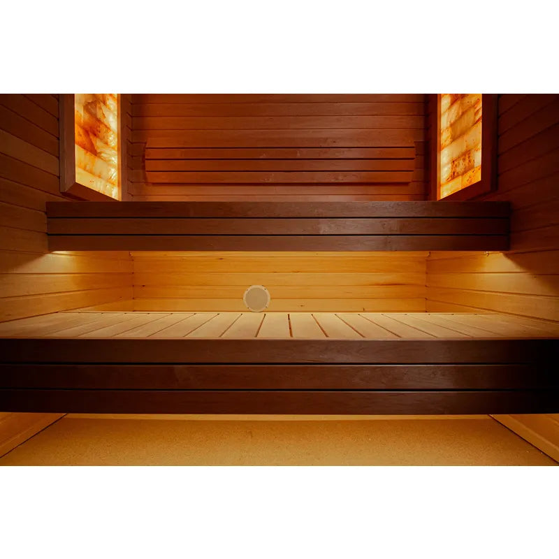 KOBA Varis Gartensauna - Stilvolle Designsauna Innenraum mit Holzbänken und Beleuchtung