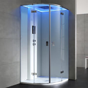 Moderne EAGO AWT LD210F15 Dampfdusche mit Glaskabine, LED-Beleuchtung und Bedienfeld, für Einzelnutzer
