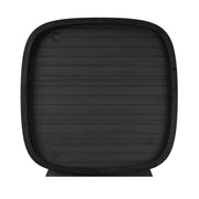 Leil Black Cube Classic Gartensauna 4 Personen, quadratische schwarze Holzsauna mit Lüftungsgittern, Rückansicht