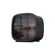Leil Black Cube Classic Gartensauna 4 Personen von Leil Saunas mit schwarzem Design und großen Glasfenstern
