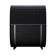 Leil Black Cube Premium Gartensauna mit schwarzer Hexagon-Wand-Verkleidung und Holzwandbereich