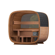 Leil Dice Comfy Gartensauna 4 Personen 2 Räume von Leil Saunas mit Holzkonstruktion, Glasfenster und Saunaofen