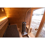 Leil Dice Comfy Gartensauna 4 Personen 2 Räume von Leil Saunas mit Holzbank, Saunaofen und Glastür im Innenraum