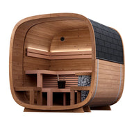 Leil Dice Comfy Gartensauna 4 Personen 2 Räume von Leil Saunas mit Holzinnenraum, Saunabänken und Saunaofen