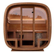 Leil Dice Comfy Gartensauna 4 Personen 2 Räume mit Glastür und Holzausstattung