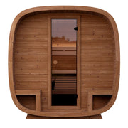 Leil Dice Comfy Gartensauna 4 Personen 2 Räume von Leil Saunas mit Holzfassade und Glastür