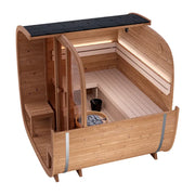 Leil Dice Comfy Gartensauna 4 Personen 2 Räume von Leil Saunas mit Holzkonstruktion, Saunaofen und Sitzbänken