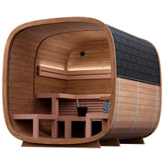 Leil Dice Dual Gartensauna 4 Personen von Leil Saunas mit Holzinnenraum, Saunabänken und zwei separaten Räumen