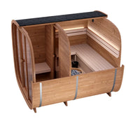 Leil Dice Dual Gartensauna mit zwei separaten Räumen, Holzkonstruktion mit Saunakabine und Ruheraum, 4 Personen