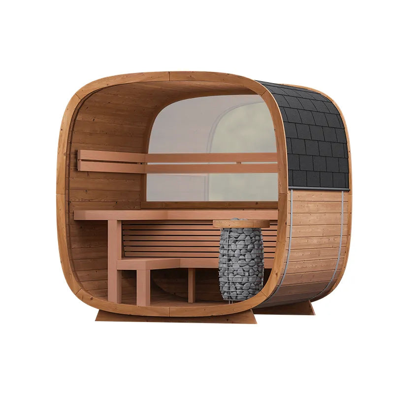 Leil® Dice Solo Gartensauna 5 Personen 4,5 m² von Leil® Saunas mit Holzinnenraum, Saunabänken und Saunasteine