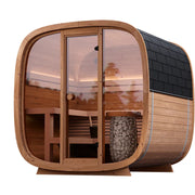Leil® Dice Solo Gartensauna 5 Personen mit Glastür, Holzbänken und Saunaofen
