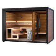 Leil Patio M Gartensauna 5 Personen 7,9 m² von Leil Saunas mit Holzinnenraum, Bänken und Saunaofen