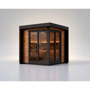 Leil Patio S Gartensauna 4 Personen mit schwarzem Rahmen, Holzinnenseite und Glastüren