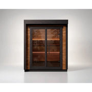 Leil® Patio XXS Gartensauna 3 Personen von Leil® Saunas mit Glastüren und Holzinnenraum vor weißem Hintergrund