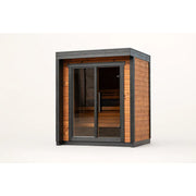 Leil® Patio XXS Gartensauna von Leil® Saunas mit Holzverkleidung, großem Glaselement und Saunabänken für 3 Personen