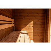 Leil® Patio XXS Gartensauna Innenraum mit Holzbänken und Holzwänden von Leil® Saunas