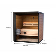 Leil® Patio XXS Gartensauna 3 Personen mit Holzinnenraum, Bänken und Saunazubehör, Maße 2040 x 1870 x 2410 mm