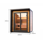 Leil® Patio XXS Gartensauna 3 Personen von Leil® Saunas mit Abmessungen, Holzverkleidung, Glastüren und Innenausstattung