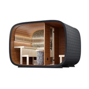 Leil® Round Cube Double Premium Gartensauna 2 Räume von Leil® Saunas mit Holzinnenausstattung und Saunaofen