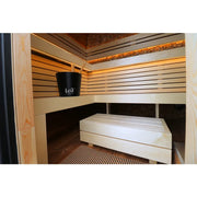 Leil Round Cube Mini – Gartensauna 4 Personen Innenraum mit Holzbänken und LED-Beleuchtung von Leil Saunas