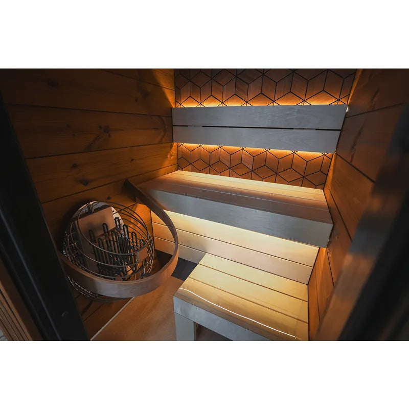 Leil® Saunas Como 1-120 Innensauna für 1 Person mit Holzbänken, Saunaofen und LED-Beleuchtung von innen
