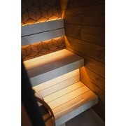 Leil® Saunas Como 1-120 Innensauna für 1 Person - Innenansicht mit Holzbänken und LED-Beleuchtung