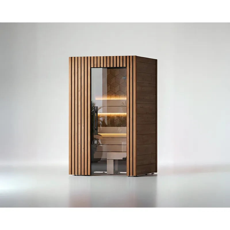 Leil® Saunas Como 1-120 Innensauna für 1 Person mit Holzverkleidung und Glastür im Freisteller