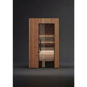Leil® Saunas Como 1-120 Innensauna für 1 Person mit vertikalen Holzlamellen und Glastür