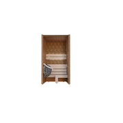 Leil® Saunas Como 1-120 Innensauna für 1 Person mit Holzaufbau, Saunasteine und zwei Holzbänken, Draufsicht
