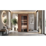 Leil® Saunas Como 1-120 Innensauna für 1 Person mit Holzfront in modernem Badezimmer