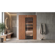 Leil Saunas Como 2-150 Innensauna 2 Personen mit Holzverkleidung in modernem Badezimmer
