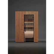 Leil Saunas Como 2-150 Innensauna 2 Personen mit Holzverkleidung und Glastür, Innenraum mit Holzbänken
