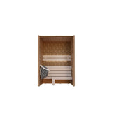 Leil Saunas Como 2-150 Innensauna 2 Personen mit Holzbänken und geometrischem Deckendesign