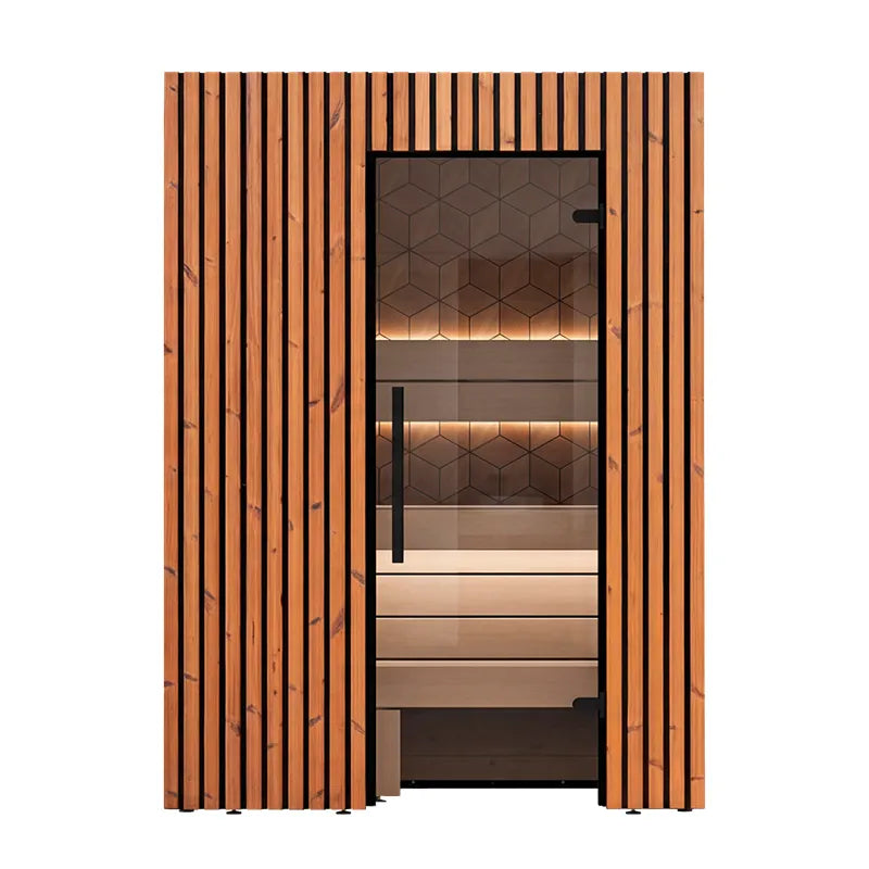 Leil Saunas Como 2-150 Innensauna 2 Personen mit Holzverkleidung, Glastür und Holzbänken