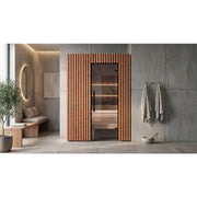 Leil Saunas Como 2-150 Innensauna 2 Personen mit Holzverkleidung in modernem Badezimmer