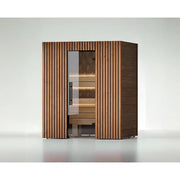Leil Saunas Como 3-180 Innensauna für 3 Personen mit vertikalem Holzdesign und Glastür