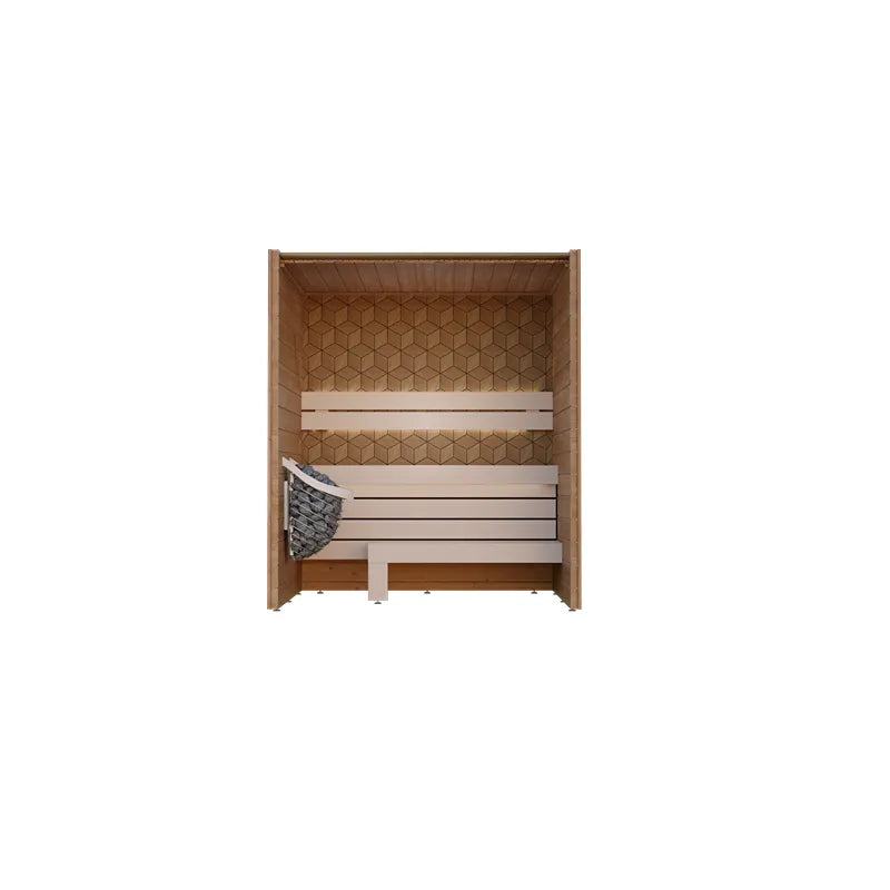 Leil Saunas Como 3-180 Innensauna 3 Personen mit Holzbänken und Saunaofen Draufsicht