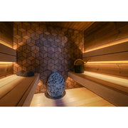 Leil® Saunas Como 4-180 Innensauna für 4 Personen mit Holzbänken, geometrischem Wanddesign und Saunazubehör