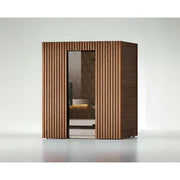 Leil® Saunas Como 4-180 Innensauna für 4 Personen mit vertikalem Holzdesign und Glastür